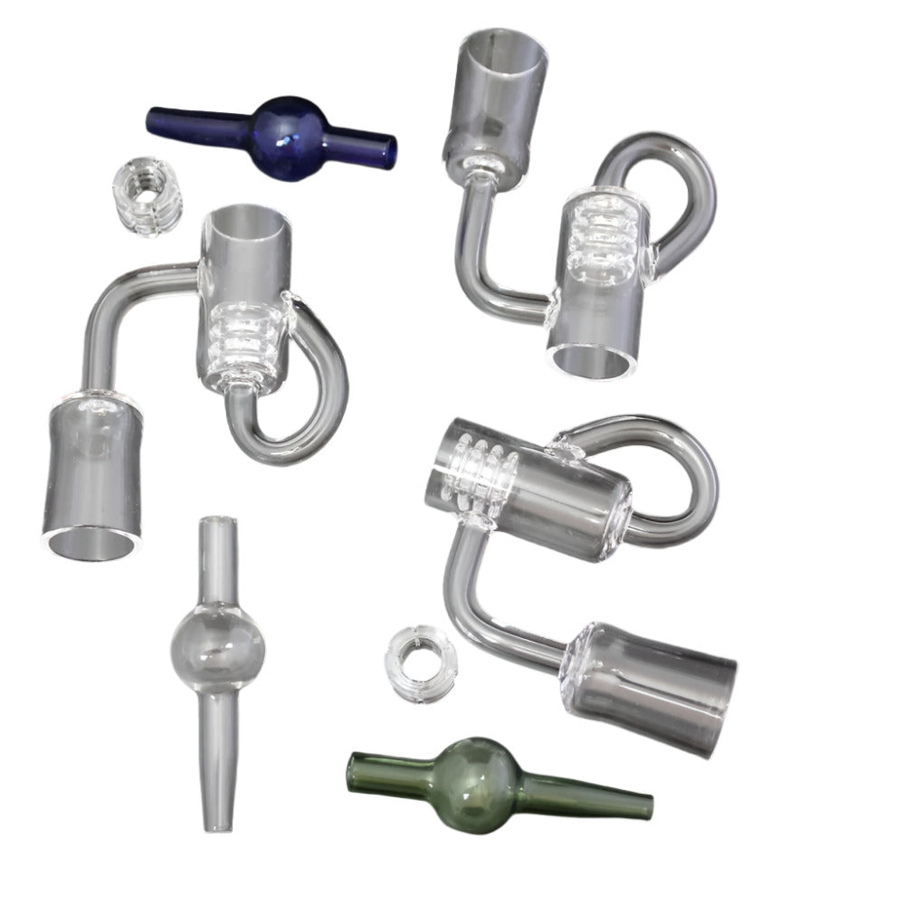 18mm female quartz banger with recycling design, heating coil, and carb cap