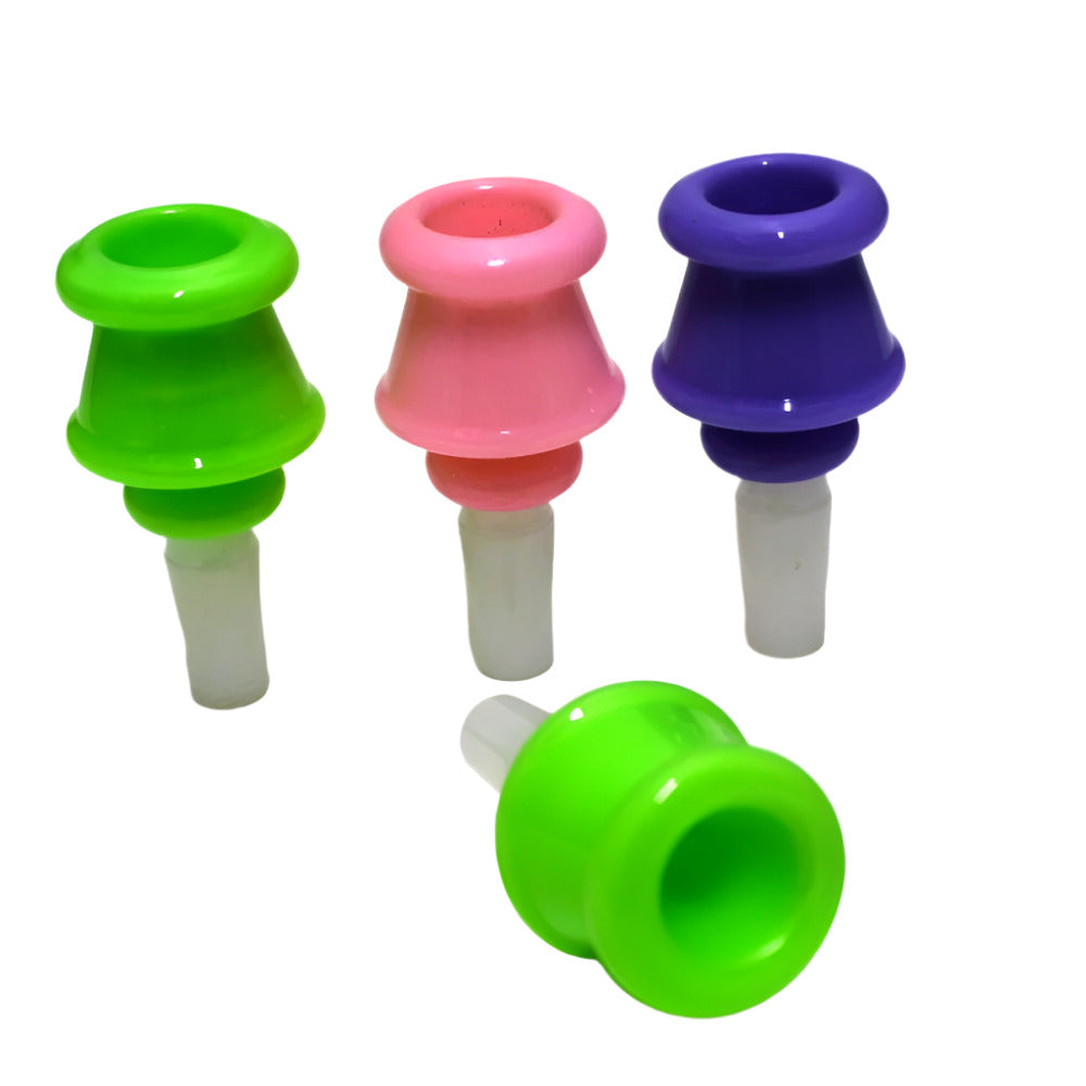 Glass on glass 14mm male bowl with vibrant ribbed design