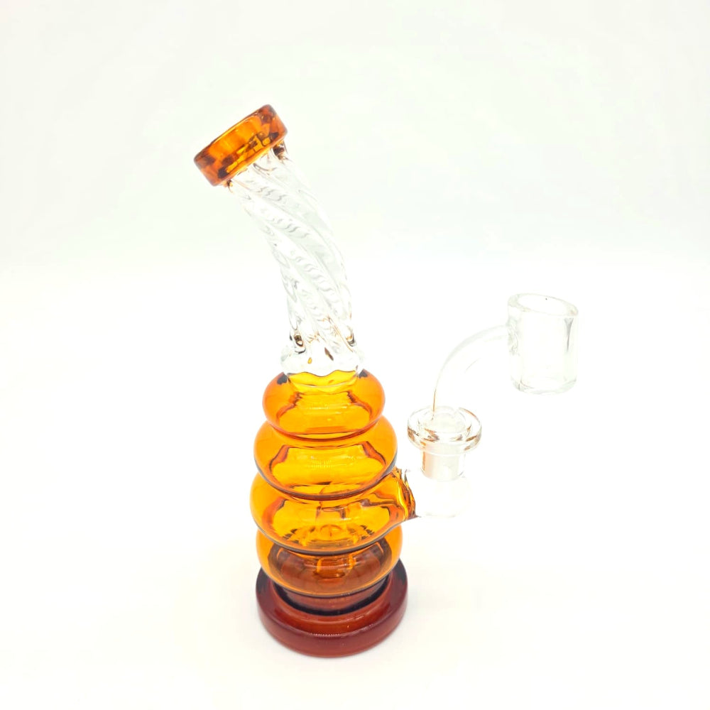 Round Base Twisted and Ribbed Design Solid Color Dab Rig Water Pipe for Smooth Concentrate Sessions