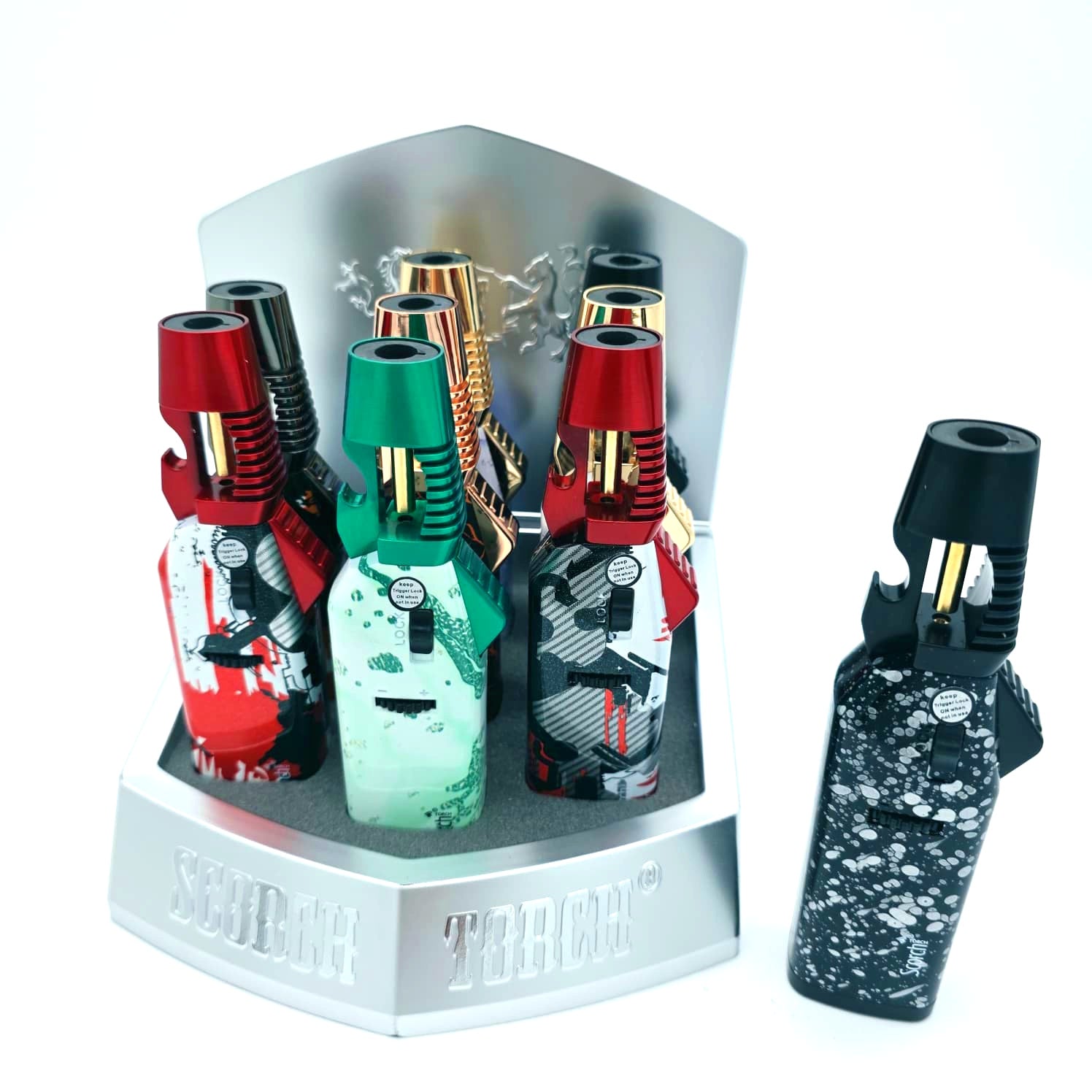 Scorch Torch 61886 Single Flame with Bottle Opener Torch Lighter 9PK