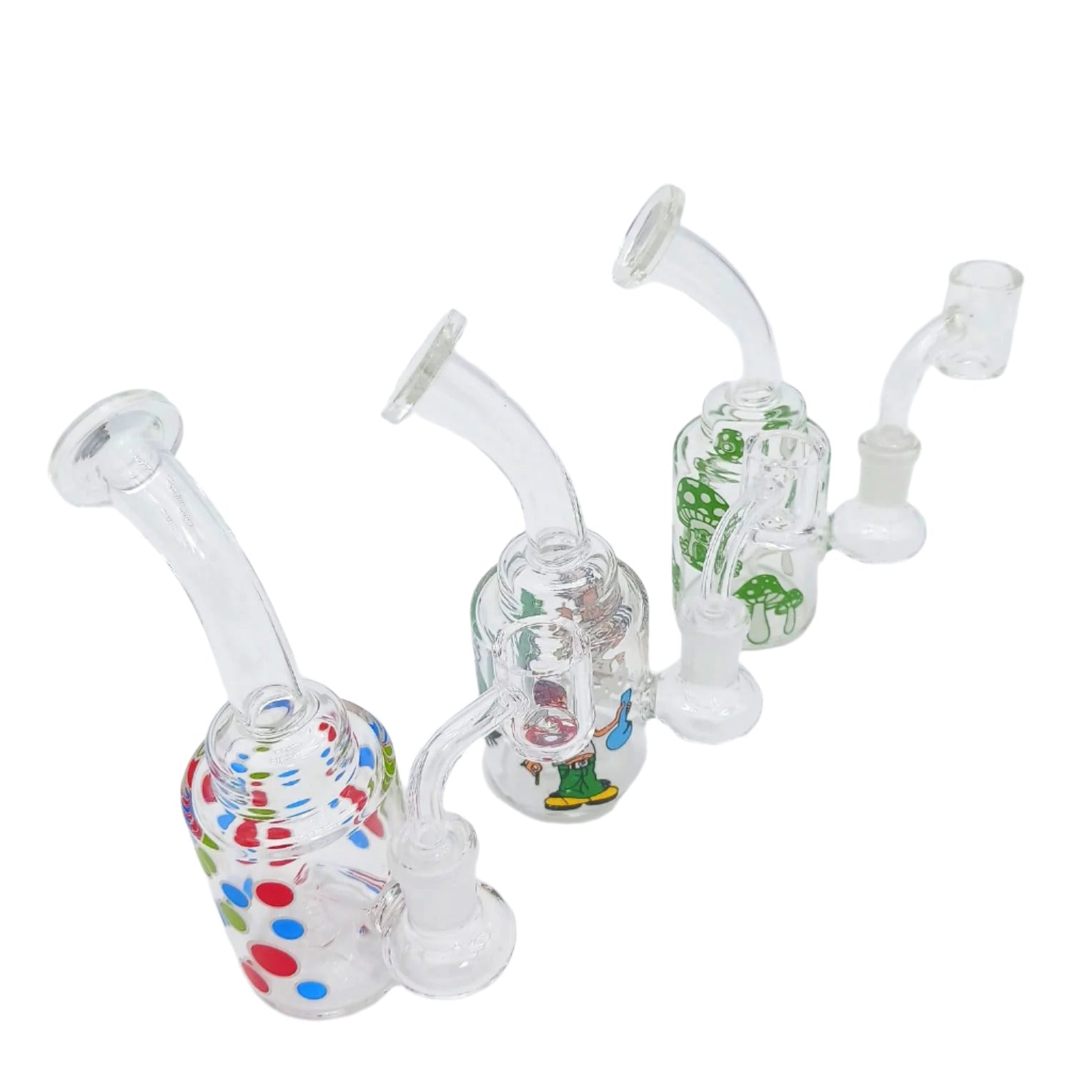 6''Multi Decal Dab Rig Water Pipe With 14 MM Male Banger