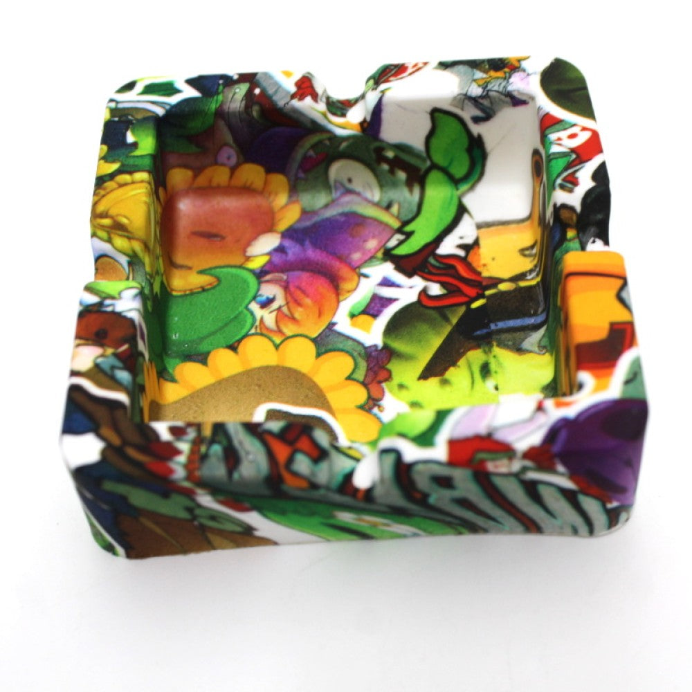 Silicon Print Color Square Shape Ashtray 3.5''/3.5'' Size :