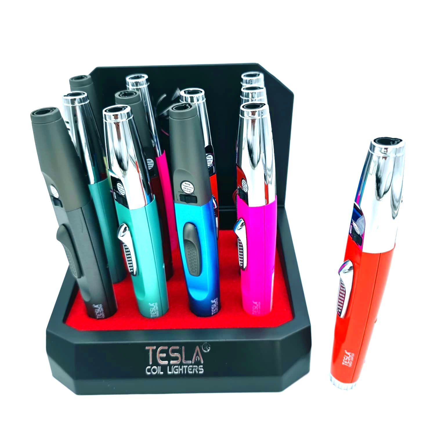 Tesla (61618-T) Wand Torch w/stand & hold Button by Scorch Torch Single Flame 12Pcs