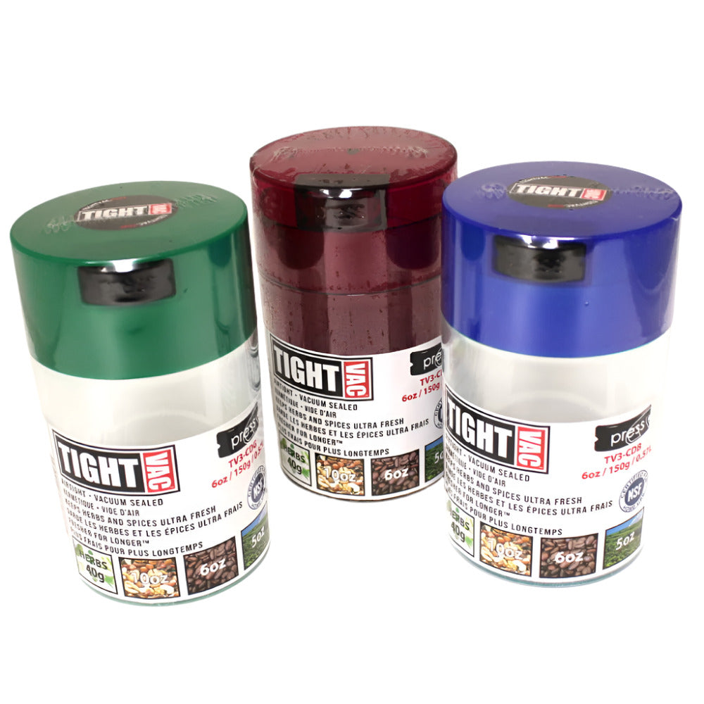 TV3 6 oz assorted color airtight storage jar – 0.57 liter capacity for herbs or spices