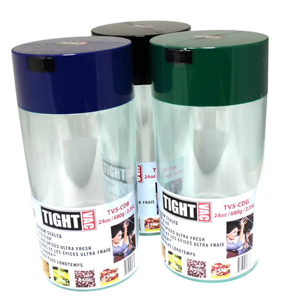 TV5 24 oz airtight container jar, available in assorted colors