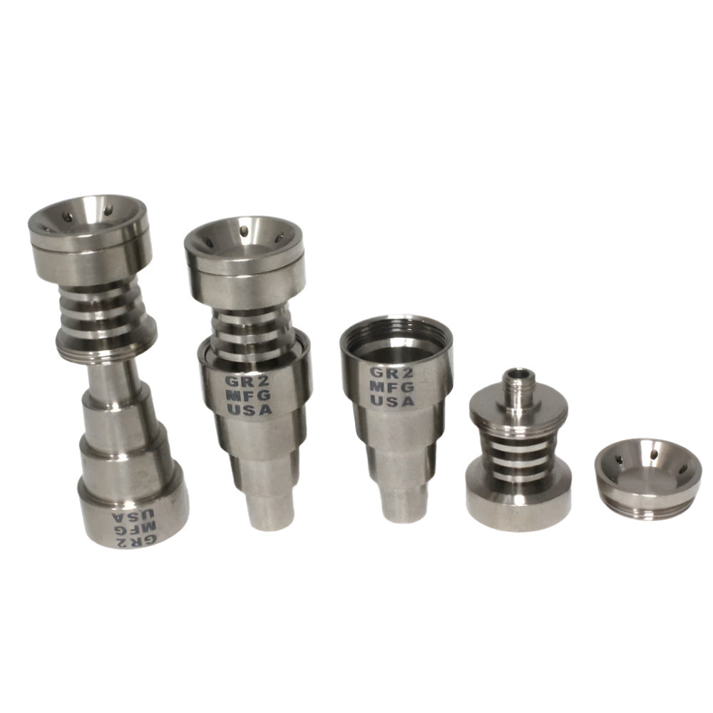 USA Made GR2 Titanium Domeless Nail with Lid – Multi-Size Male/Female Fit
