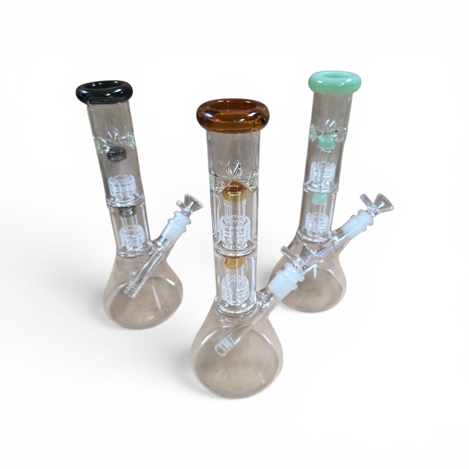 10.5" Beaker Double Shower Head Percolator Water Pipe