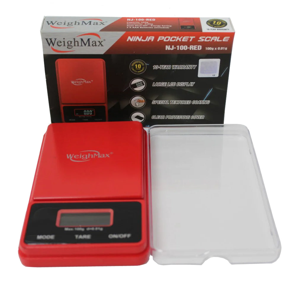 Weight Max Ninja NJ-100-RED digital pocket scale, 100g x 0.01g precision in red color