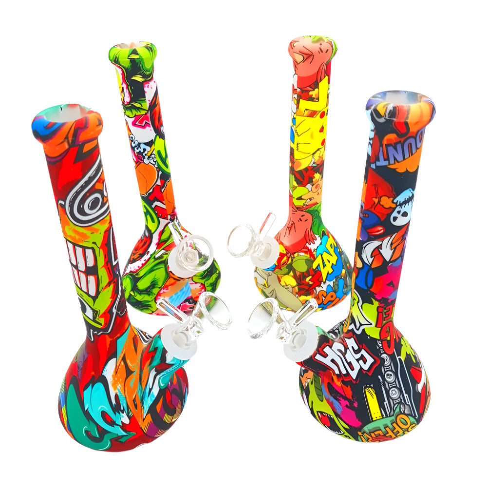 7" Silicon Beaker Multi Color Water Pipe with Bowl