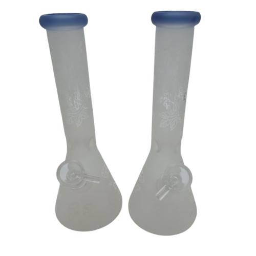 10''Frosted Beaker Decal Mix Art Design Water Pipe With 14 MM Male Bowl Glass On Glass