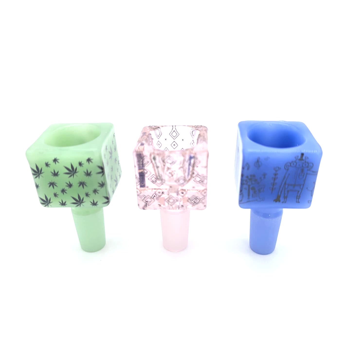 Fancy Square Shape Glass Bowl Assorted Colors 12Pcs Pack