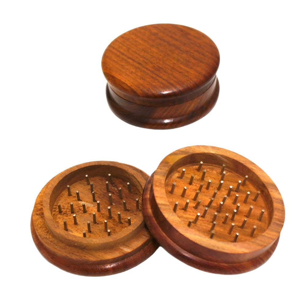 73mm wooden herb grinder with smooth finish