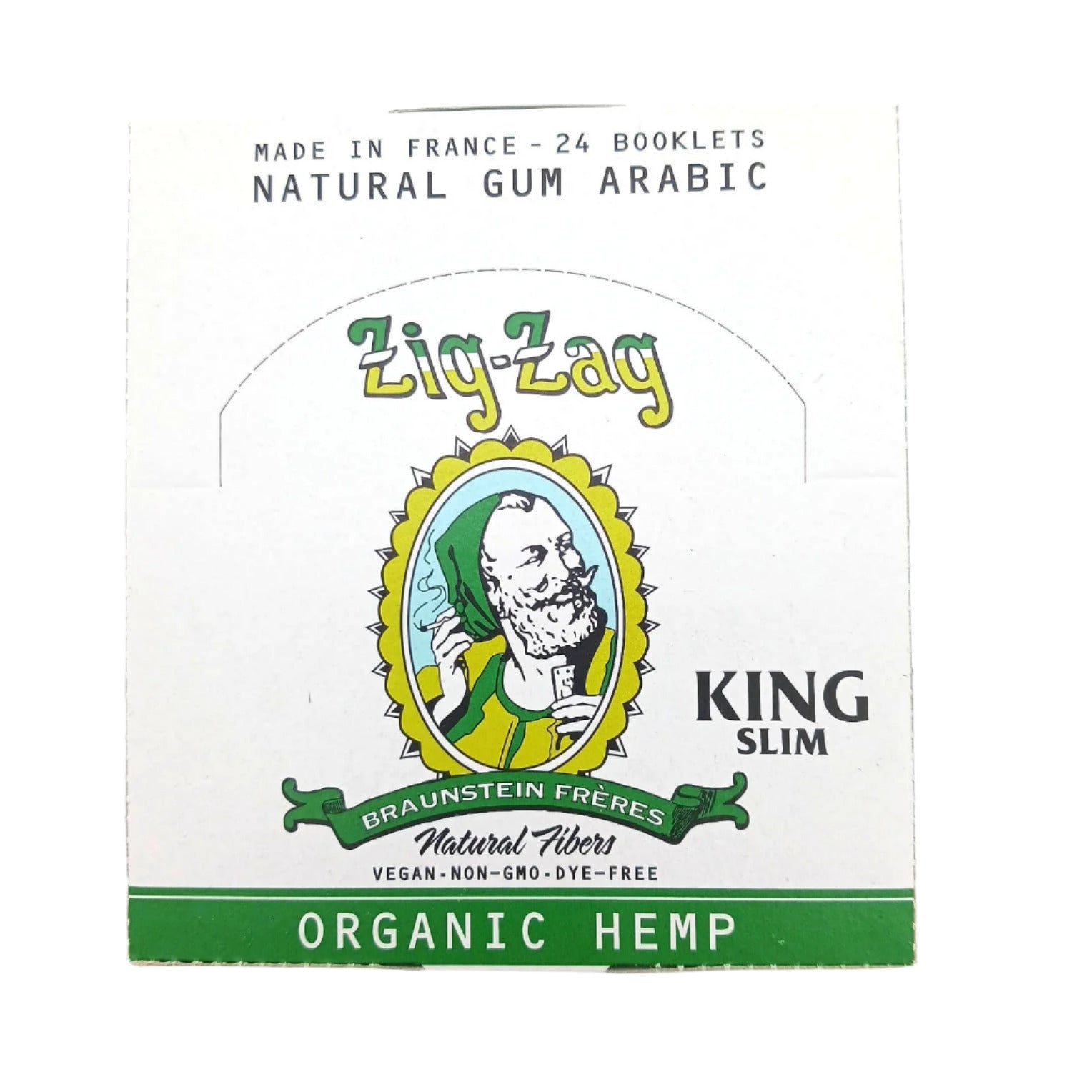 Zig Zag organic hemp king size slim rolling papers, 24 booklet pack