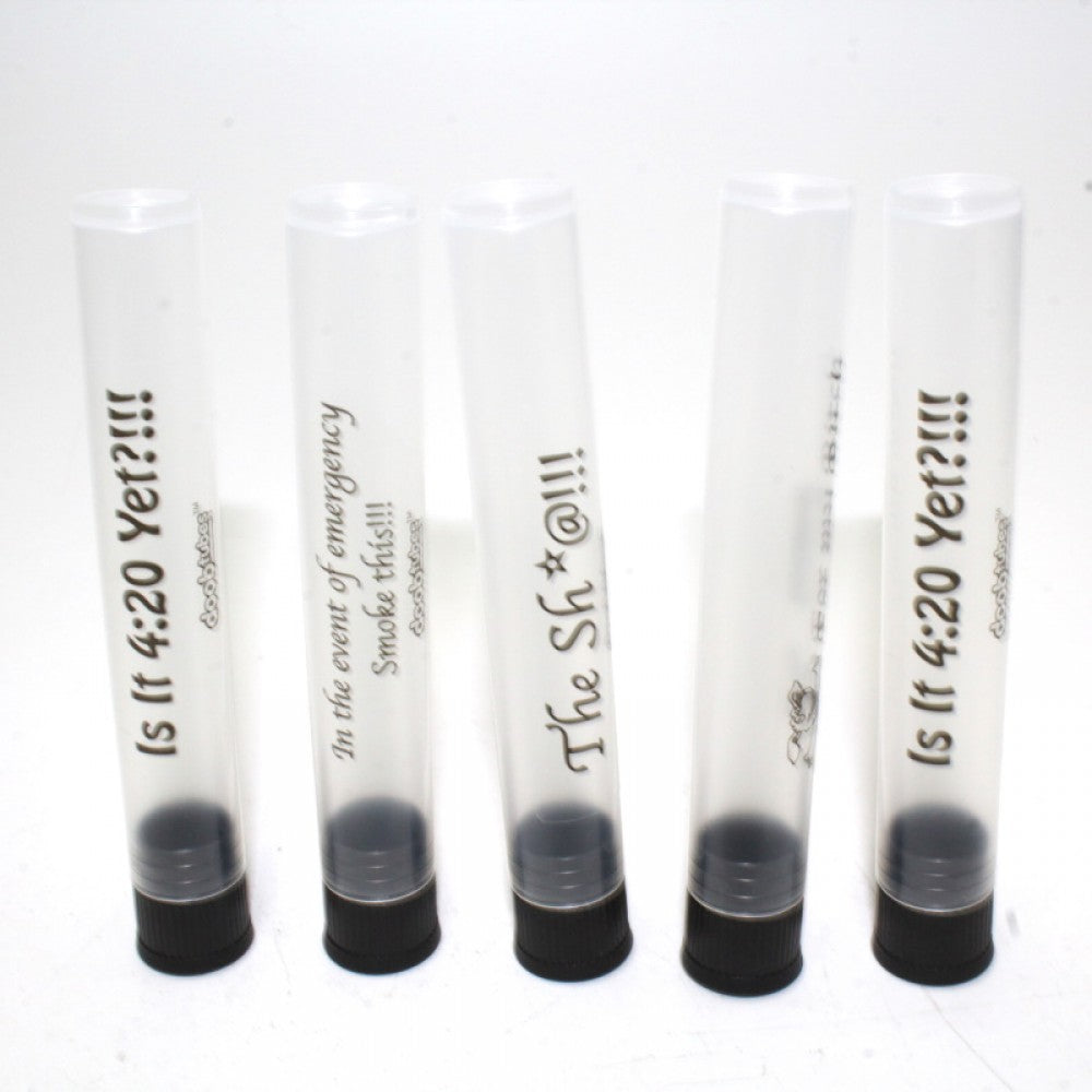 Small airtight doob tubes with odor free waterproof design, durable plastic construction, and 25 pieces bulk box packaging.