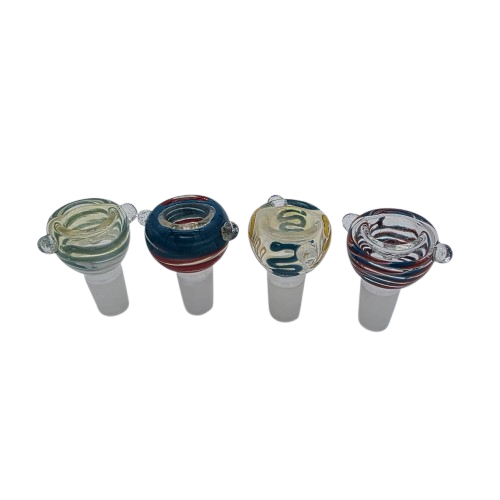 Art color 18MM male glass bowl made from heat resistant glass designed for smooth airflow and water pipe compatibility.