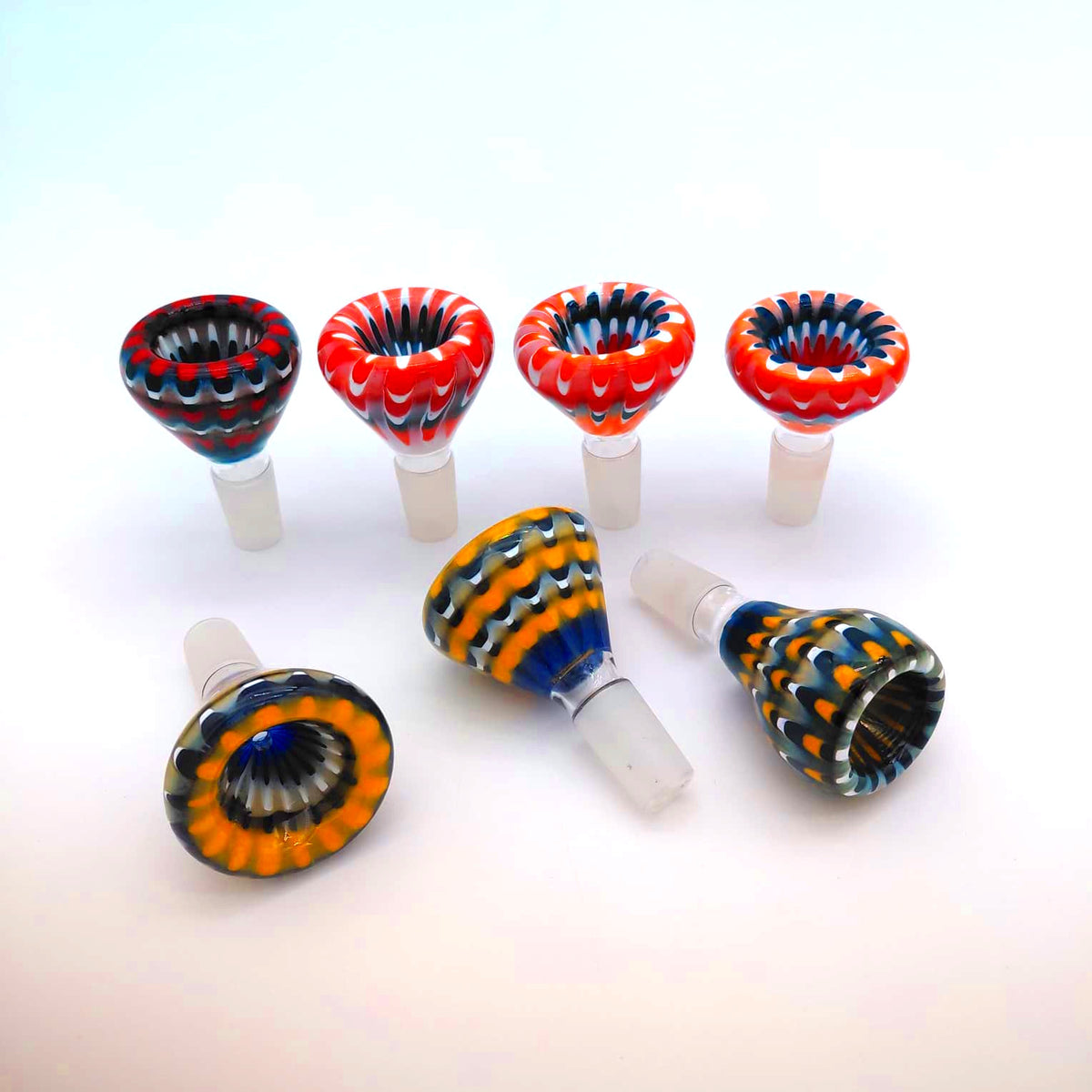 Artistic color 14 MM male G-G glass bowl accessory with a unique colorful design for compatible glass setups