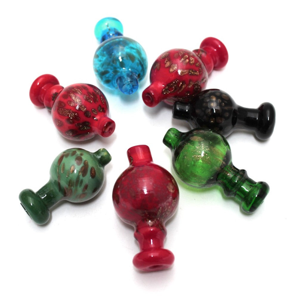 Assorted color dotted design carb cap made for smooth airflow control and perfect fit on quartz bangers with stylish glass finish.