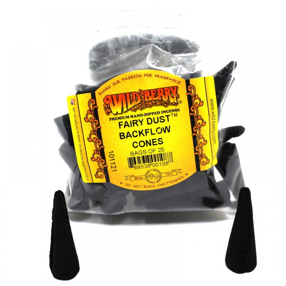 Backflow Cones Aroma Wild Berry 25pcs incense cones with soothing fragrance and decorative smoke effect for calm indoor environment use.