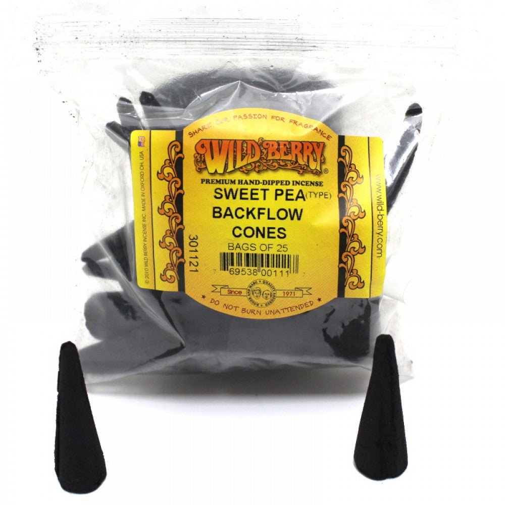 Wild Berry Backflow Incense 25 cones pack aromatic fragrance cones designed to create smooth smoke flow effect for calming ambiance and décor.