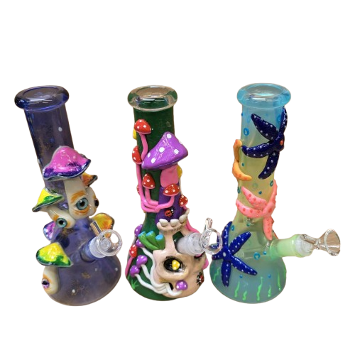 Beaker Art Color Water Pipe with tree percolator featuring vibrant artistic glass design for smooth filtration, cooler hits, and enhanced smoking experience.