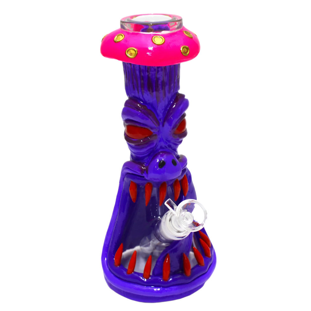 Beaker base monster design decorated water pipe featuring eye-catching artwork, durable glass construction, and a stable beaker shape for smooth performance.