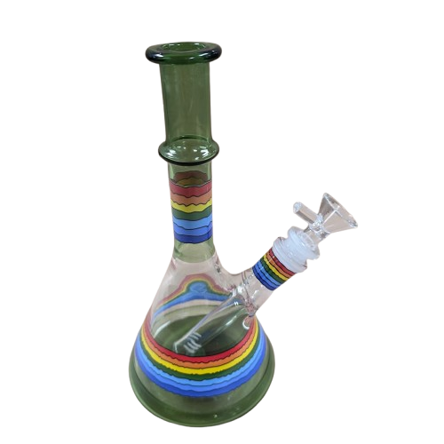 9 inch beaker color art clear water pipe made from durable glass with vibrant design and stable beaker base for smooth airflow.