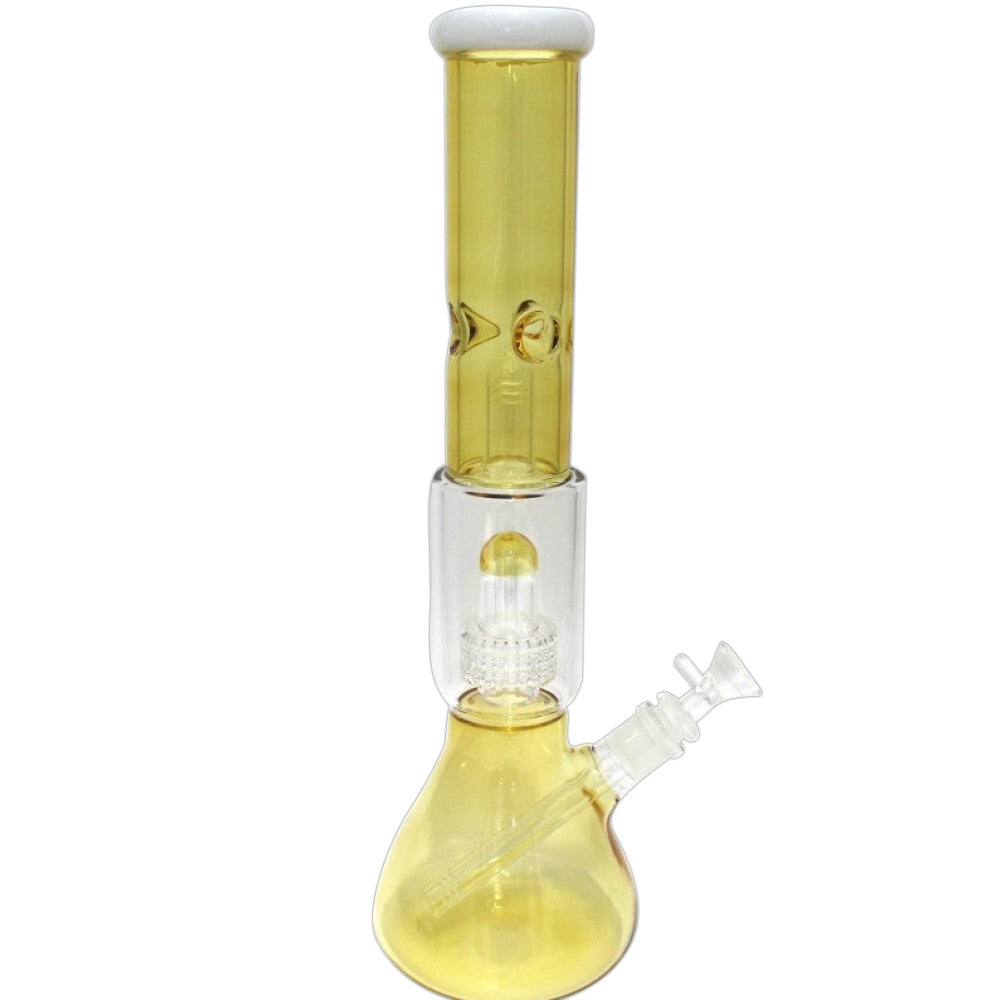 Beaker Water Pipe with Diamond Cut Percolator and Double Dome Design featuring premium glass construction and enhanced filtration for smooth smoking experience.