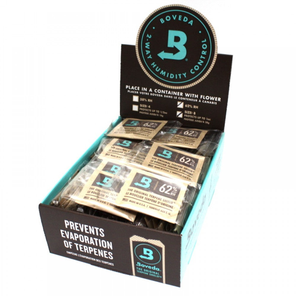 Boveda 62 Percent RH Size 8 Two Way Humidity Control 100 Pack for Moisture Management and Freshness Preservation**