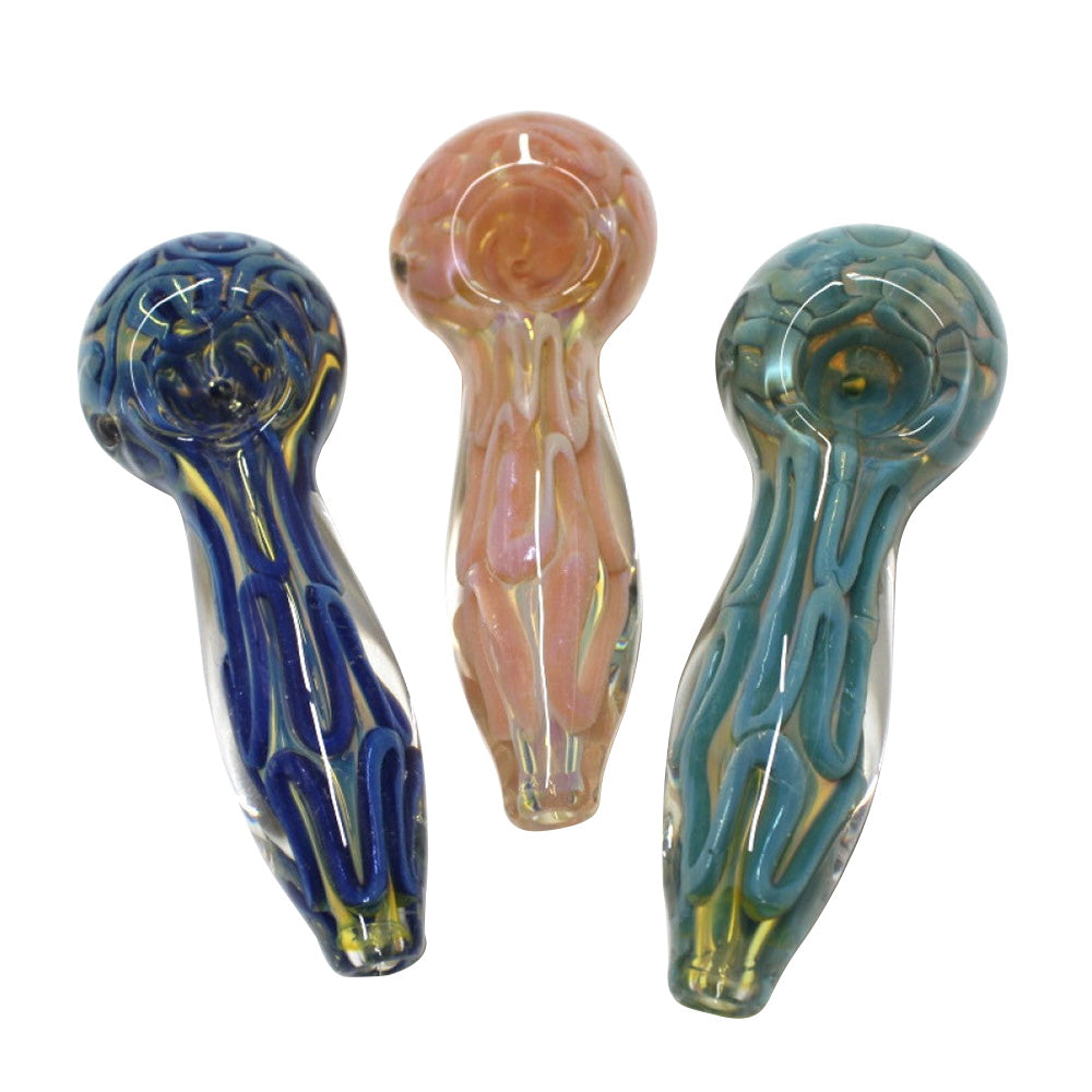 Bubble Art Color Thick Heavy Duty Glass Hand Pipe with Artistic Bubble Design and Durable Borosilicate Glass Construction