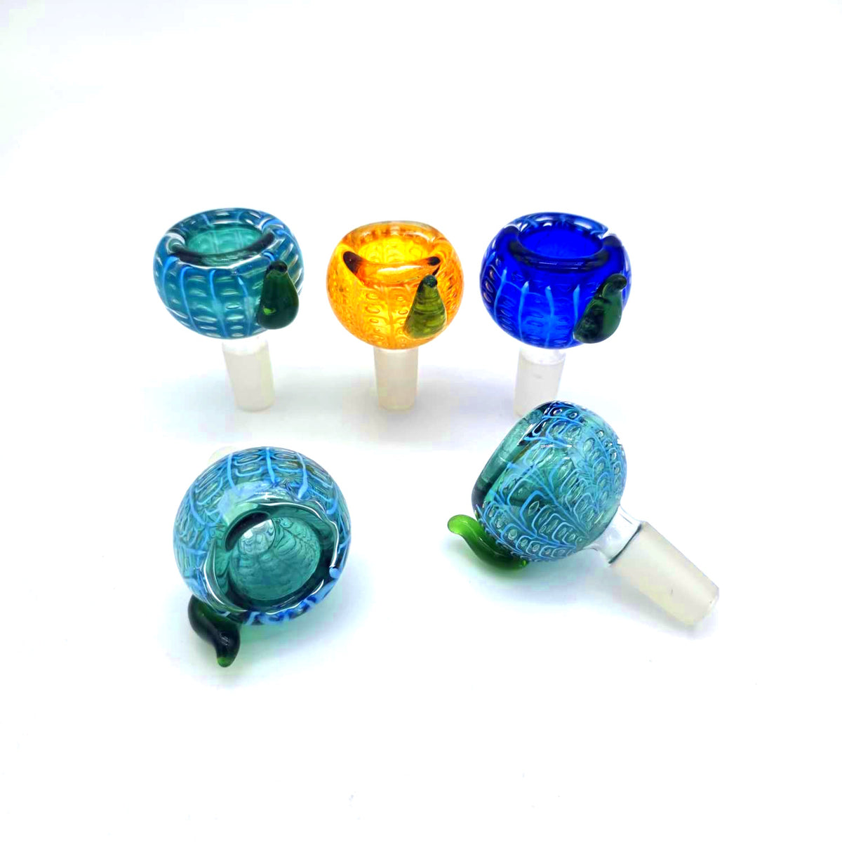 Bubble design 14 MM male glass bowl connector with artistic details for compatible glass smoking accessories