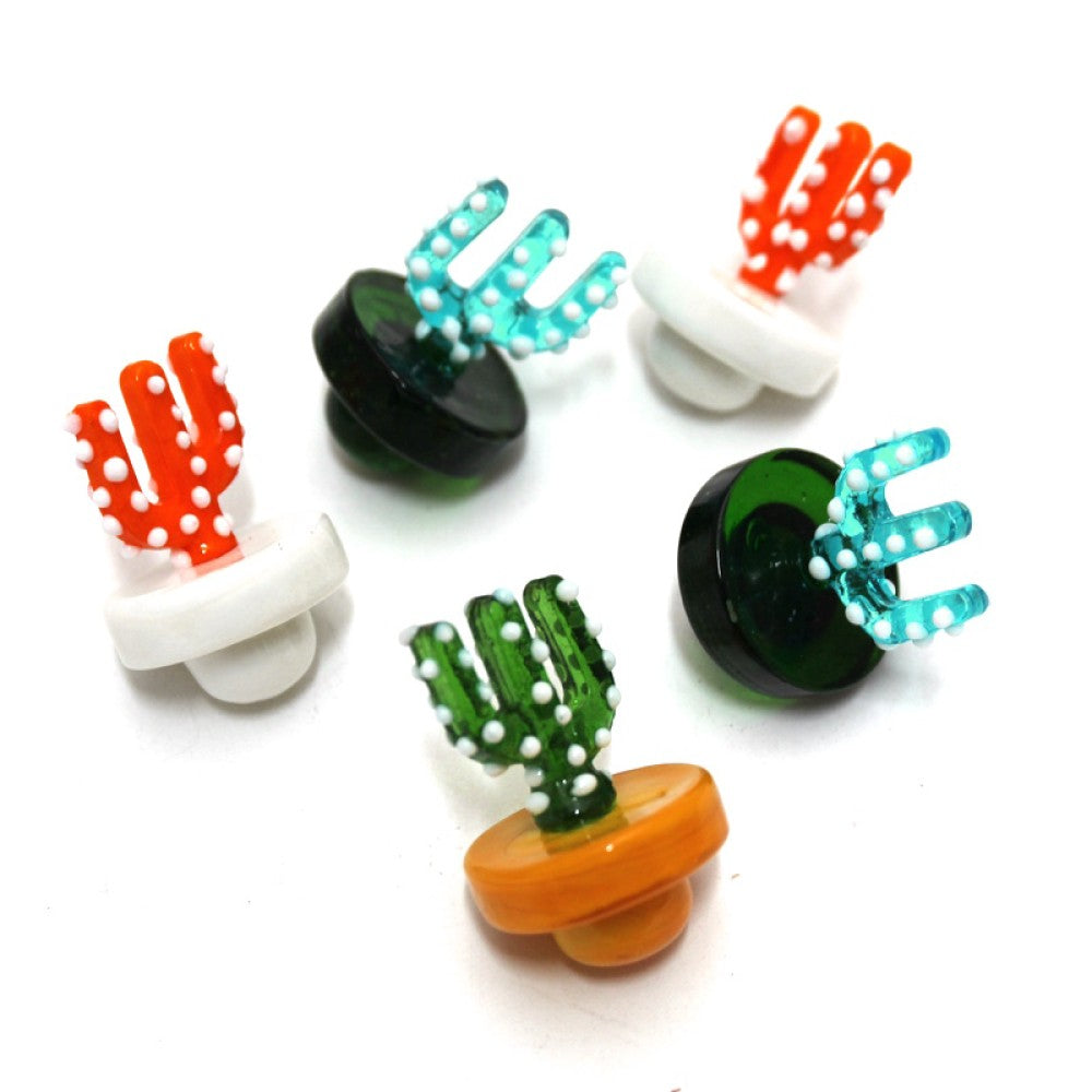 Cactus design glass carb cap made for quartz bangers to improve airflow control and vaporization