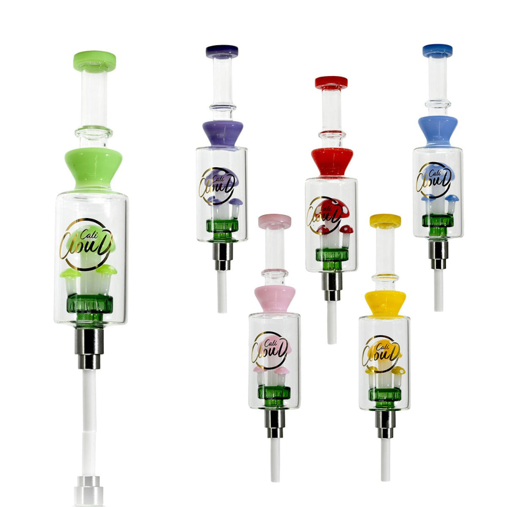 Cali Cloudx Mushroom CX Straw Kit Portable Glass Dab Straw for Wax Concentrates Nectar Collector Tool.