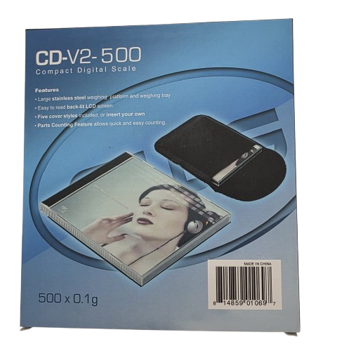 CD- V2 - CD-V2-500 AWS compact digital scale with 500g capacity and 0.1g precision, portable and accurate weighing device for small items and everyday use.AWS compact digital scale 500 X 0.1G
