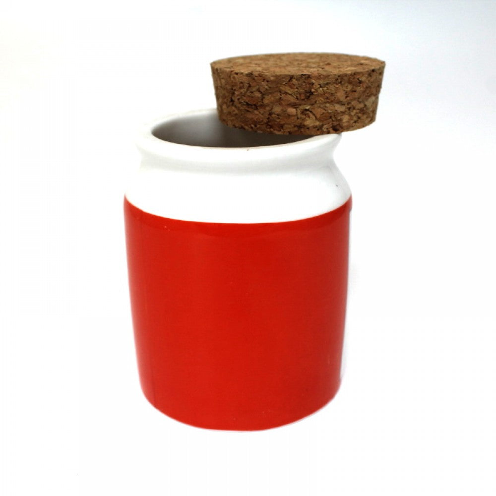 Medium ceramic stash jar with airtight lid, durable ceramic body, and decorative design for secure and stylish storage use.