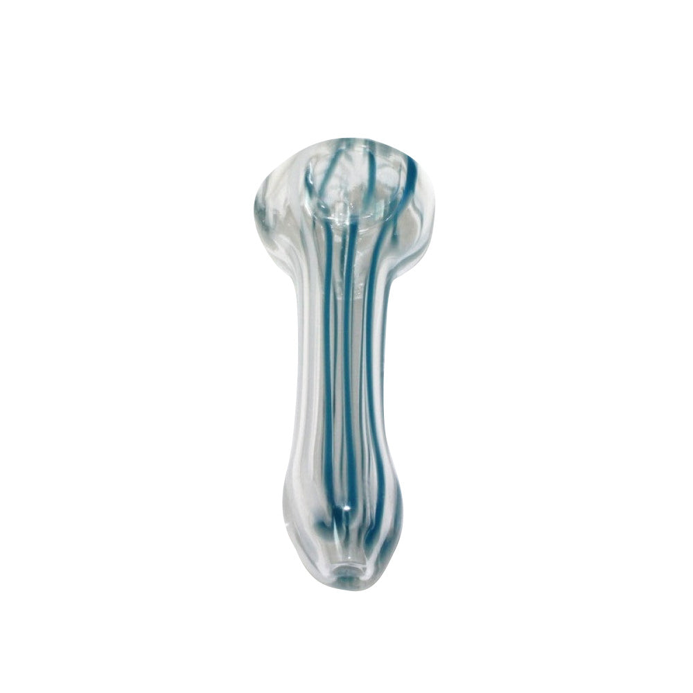 Strip Mixed Color Glass Hand Pipe Handmade Glass Pipe with Colorful Striped Pattern Design