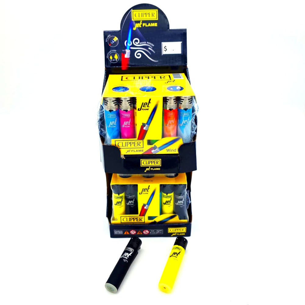 Clipper Jet Lighter 2 Tier Display 48 Count Refillable Torch Lighters Wholesale Pack Box Display.webp