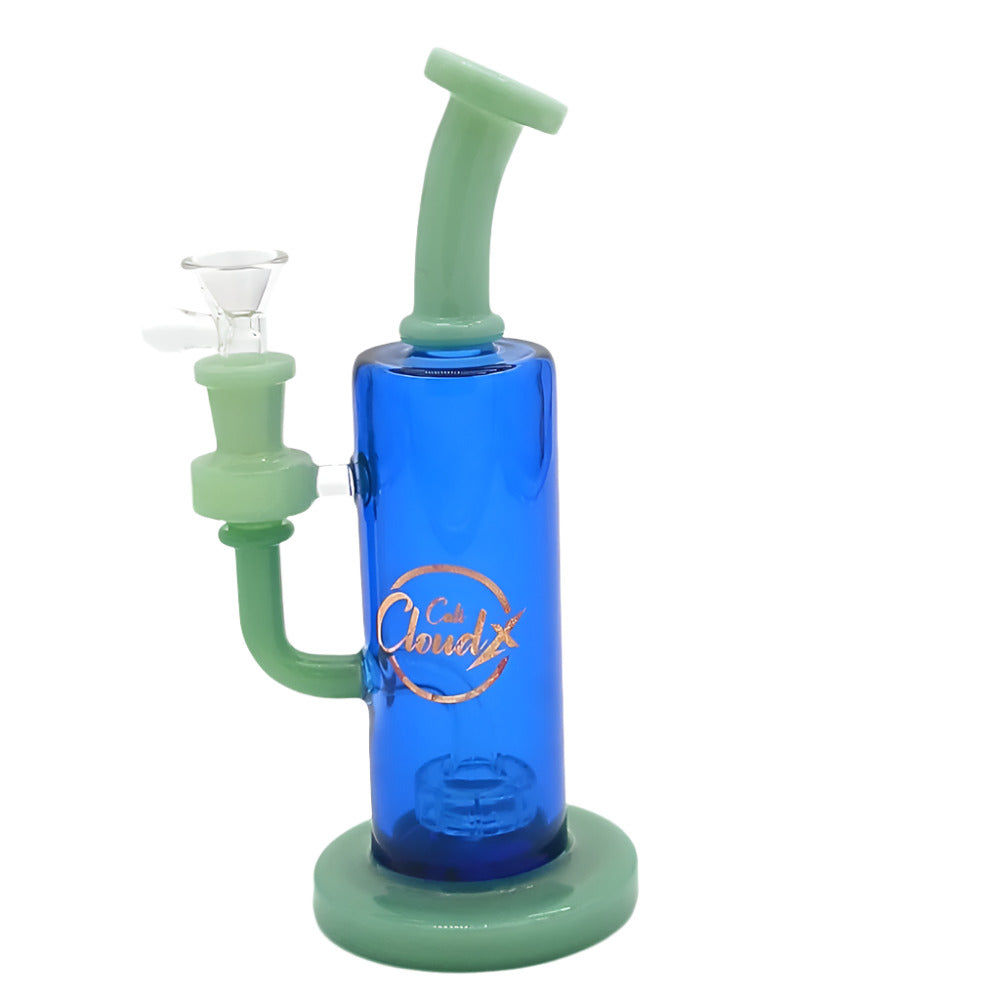 Cali Cloudx Color Water Pipe with 14mm Male Handle Bowl, Durable Glass Construction and Stylish Color Design.