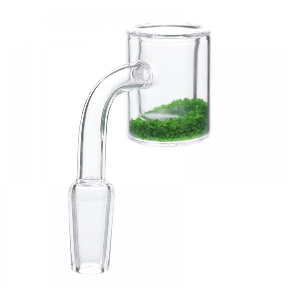 Color changing quartz banger with sand thermal design 14MM male joint for even heating and durable use.