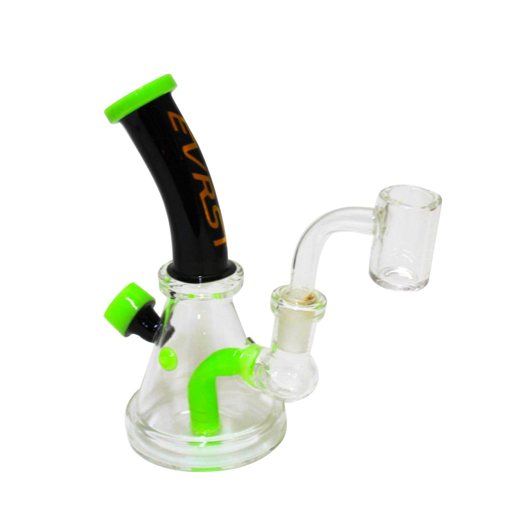 EVRST tube color dab rig water pipe with 14mm male banger, durable borosilicate glass with water filtration and compact colorful tube design.