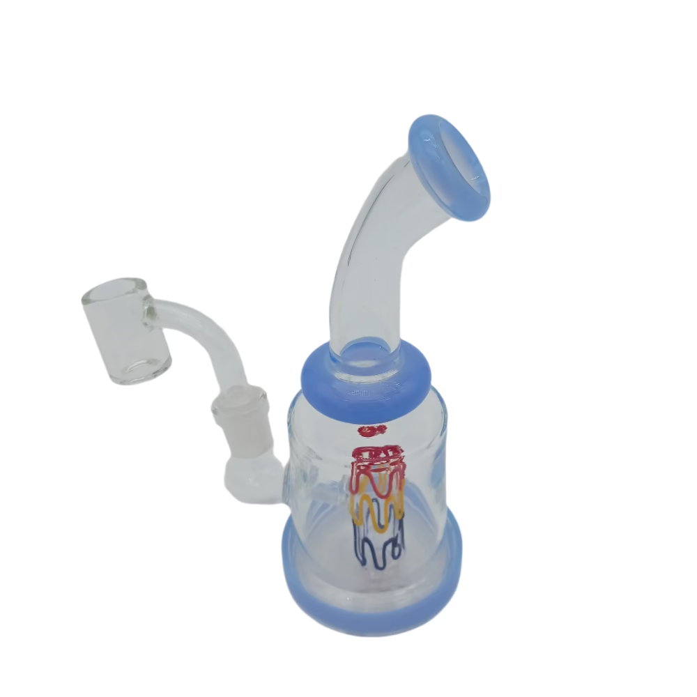 Color tube glass dab rig water pipe featuring durable borosilicate construction and 14mm male quartz banger for smooth, clean, and flavorful vapor hits.