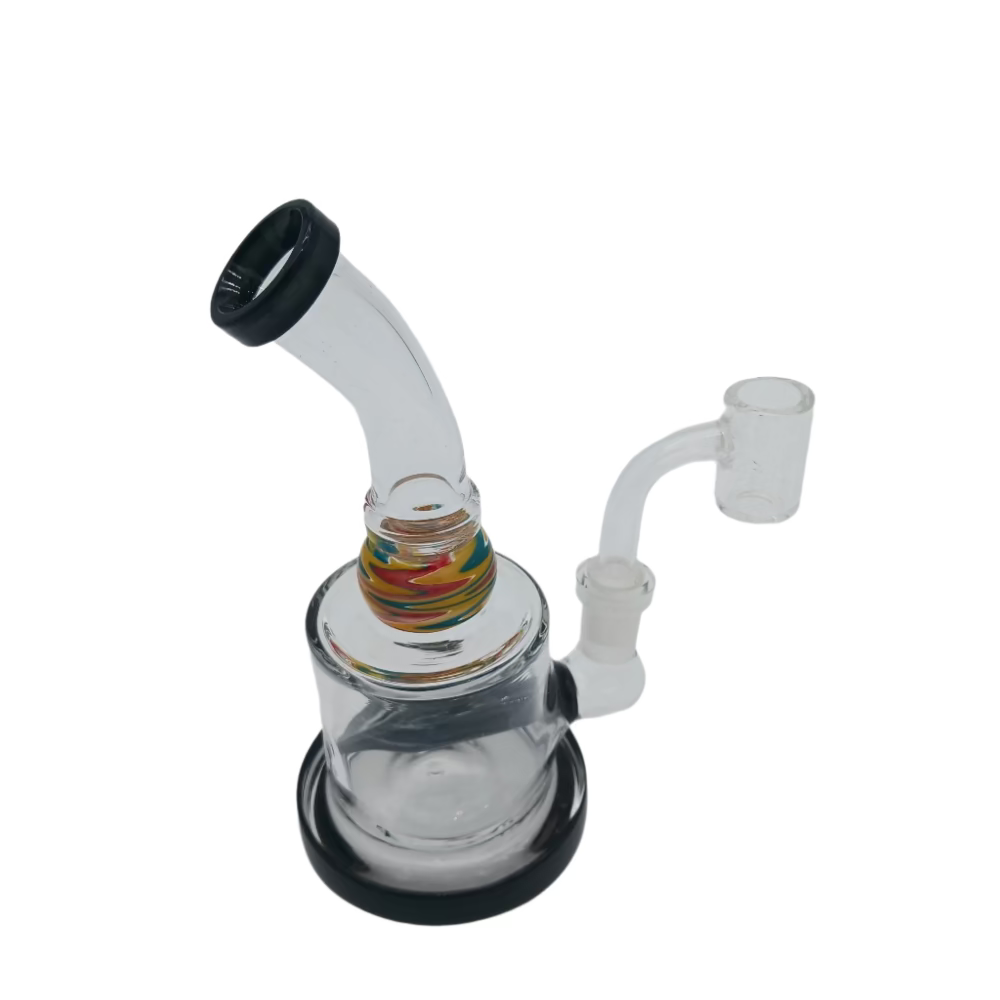 Color tube glass water pipe featuring durable borosilicate build and 14mm male quartz banger for smooth and flavorful vapor hits.