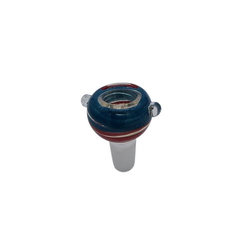 Colorful art design 18MM male bowl for water pipes with durable glass construction and easy use.