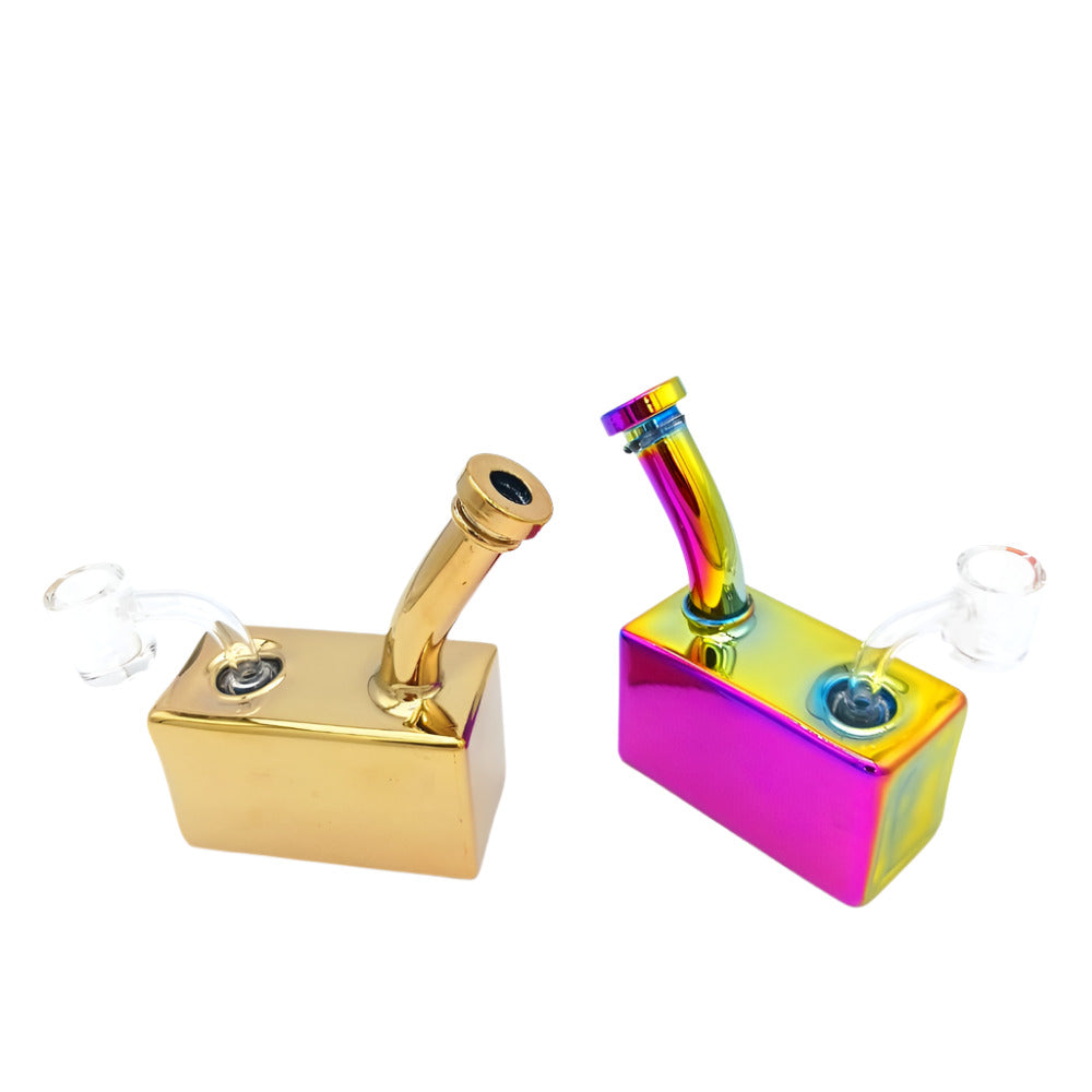 Colorful dab rig water pipe with 14mm male banger, crafted from durable glass for smooth airflow, efficient filtration, and a vibrant stylish design.