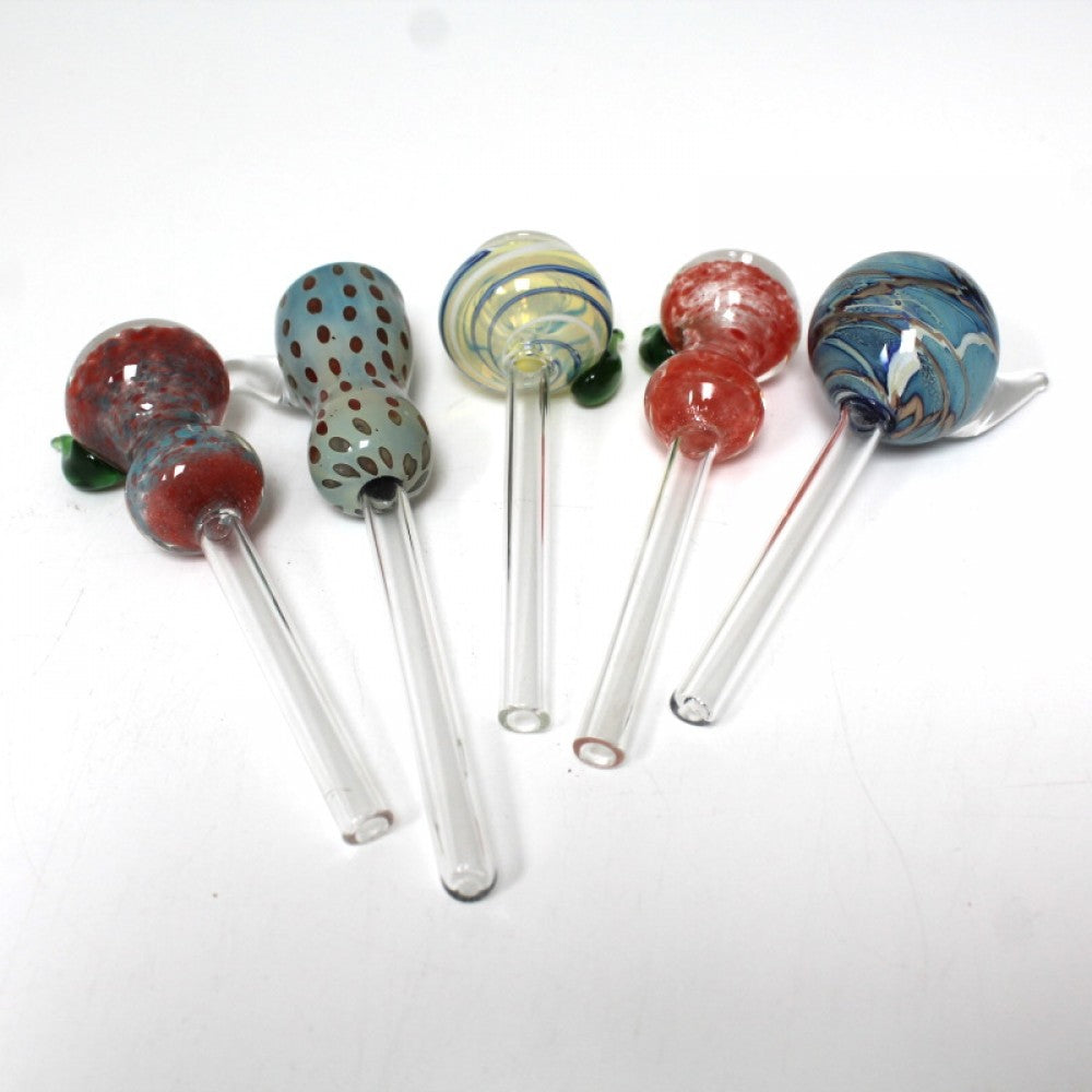 Colorful handled slide bowl made from durable borosilicate glass for glass-on-glass bong setups
