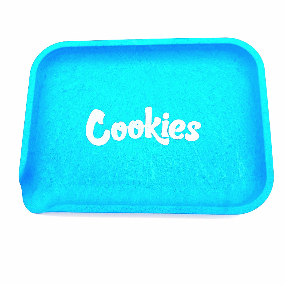 Cookies hemp tray Santa Cruz Shredder compact 7.75" x 5.75" rolling tray made from durable eco-friendly material with smooth surface and raised edges.