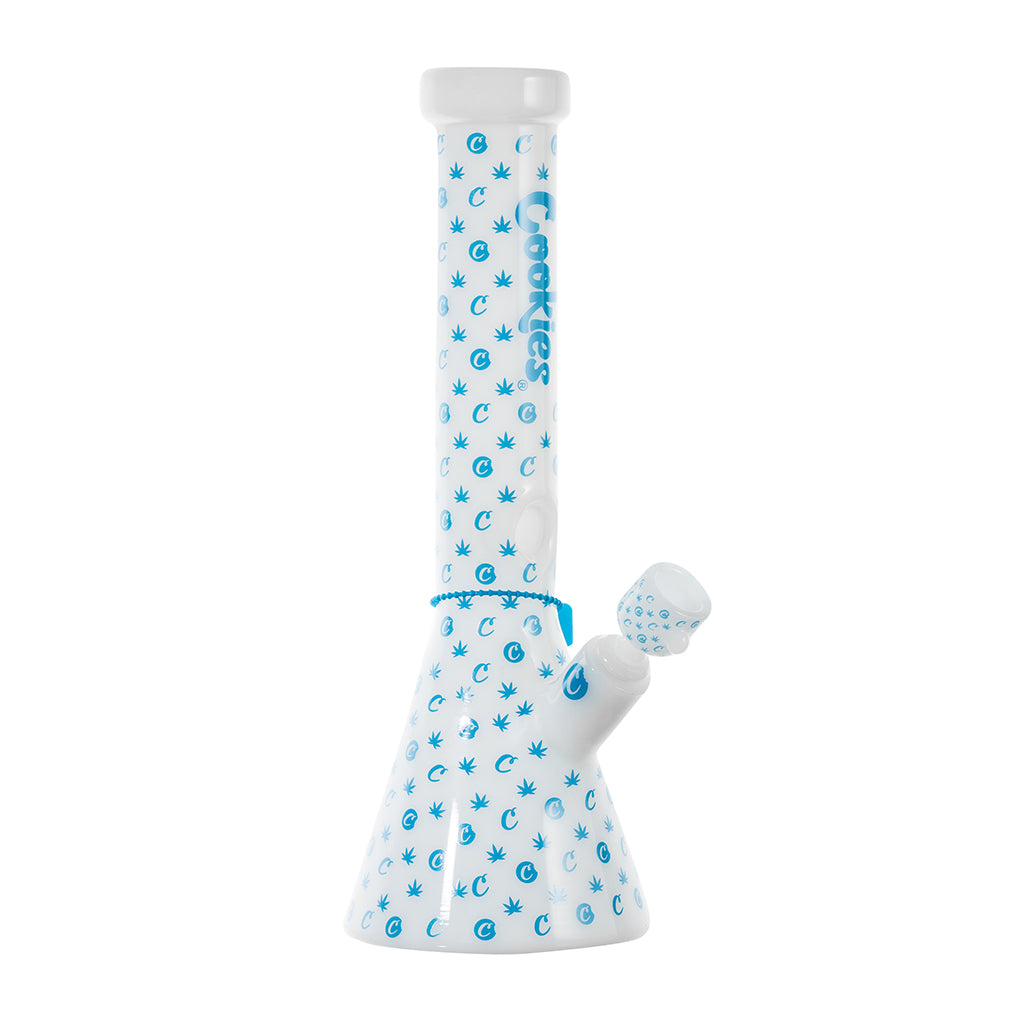 Cookies V Beaker glass water pipe featuring a classic beaker-style design, durable glass construction, and smooth water filtration for a clean smoking experience.