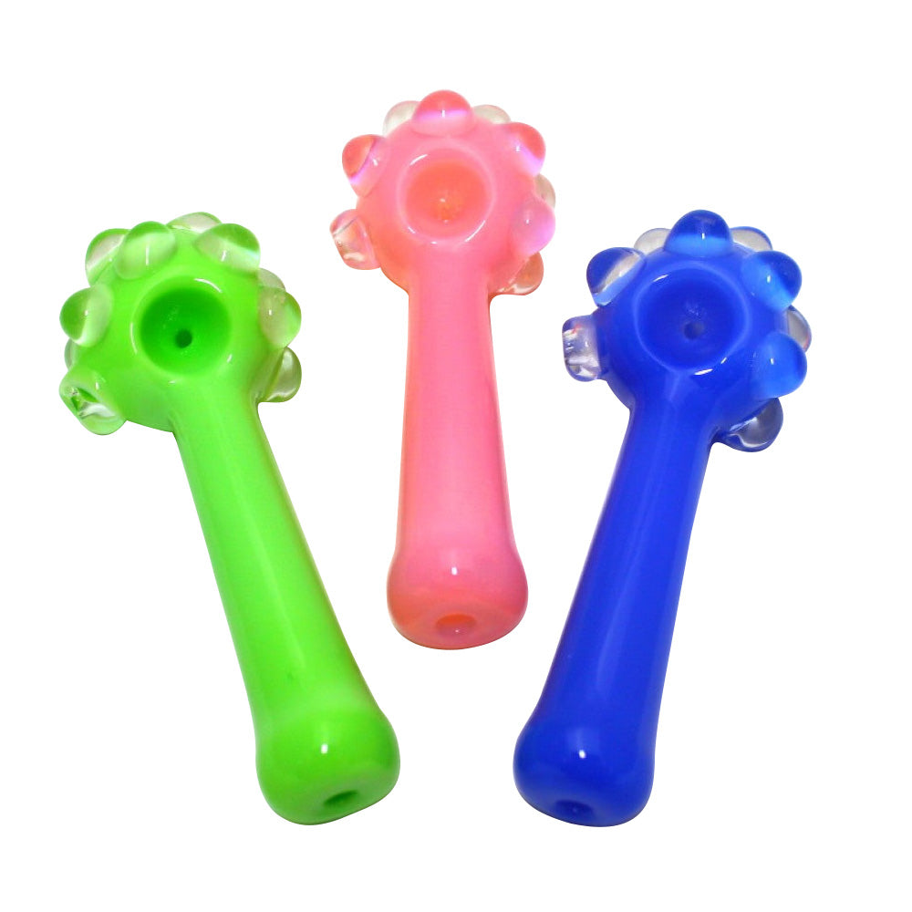 Head Cubed Solid Color Heavy Duty Glass Hand Pipe featuring a unique cube-style head design, thick durable glass construction, and vibrant solid color finish.