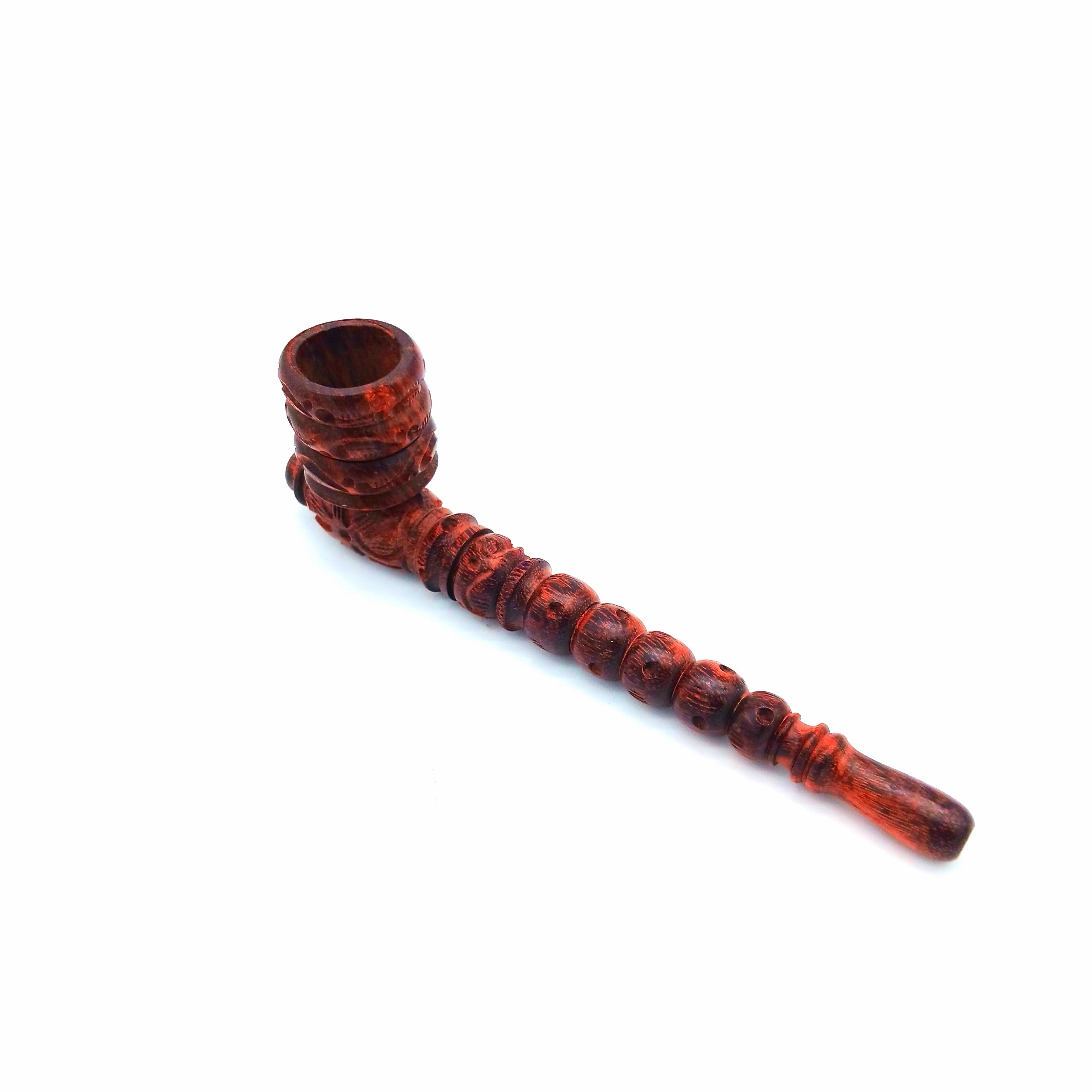 Fancy Design Wooden Pipe Handcrafted Wooden Smoking Pipe with Elegant Decorative Design and Natural Wood Finish