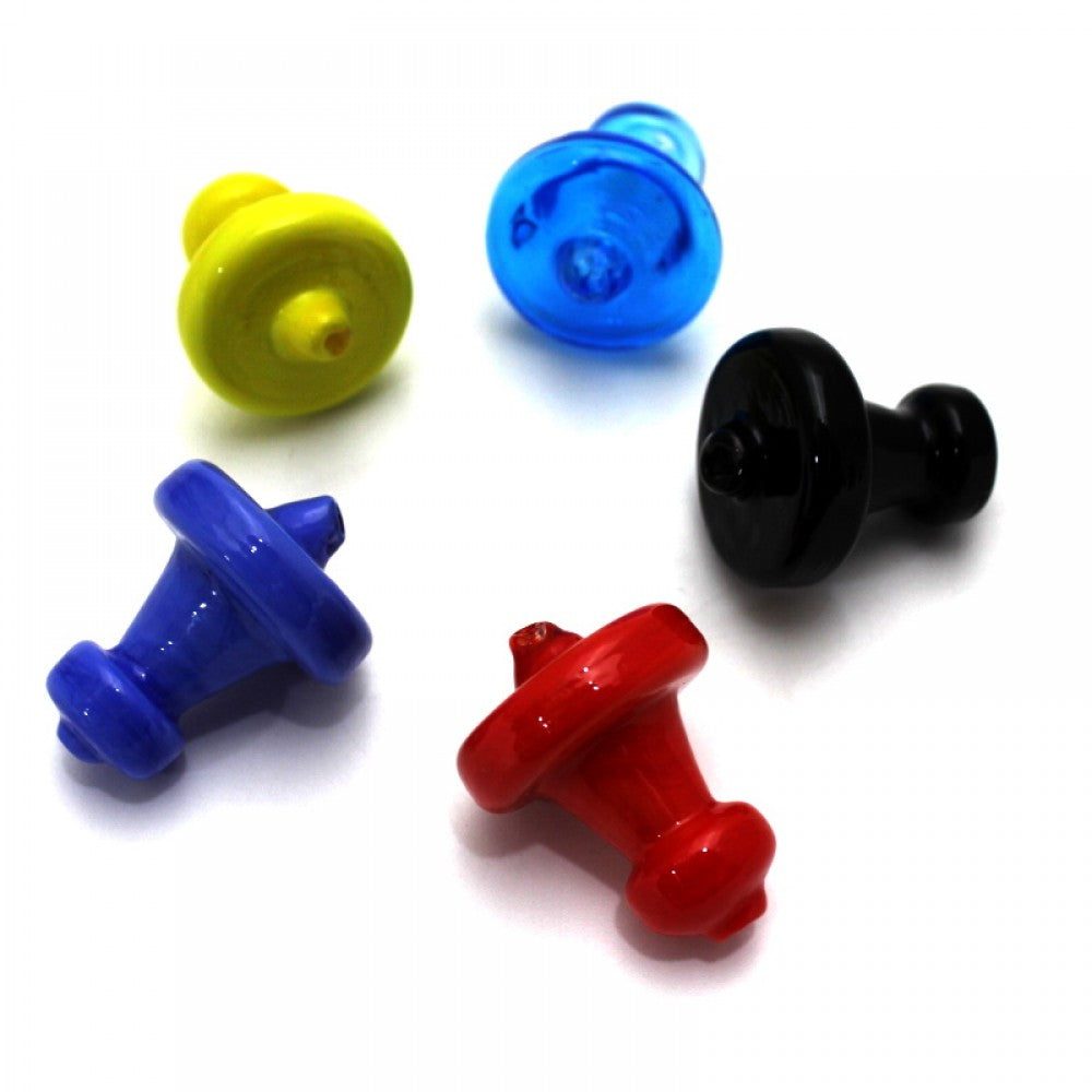 Directional glass carb cap for banger designed to control airflow and improve vapor production in dab rigs