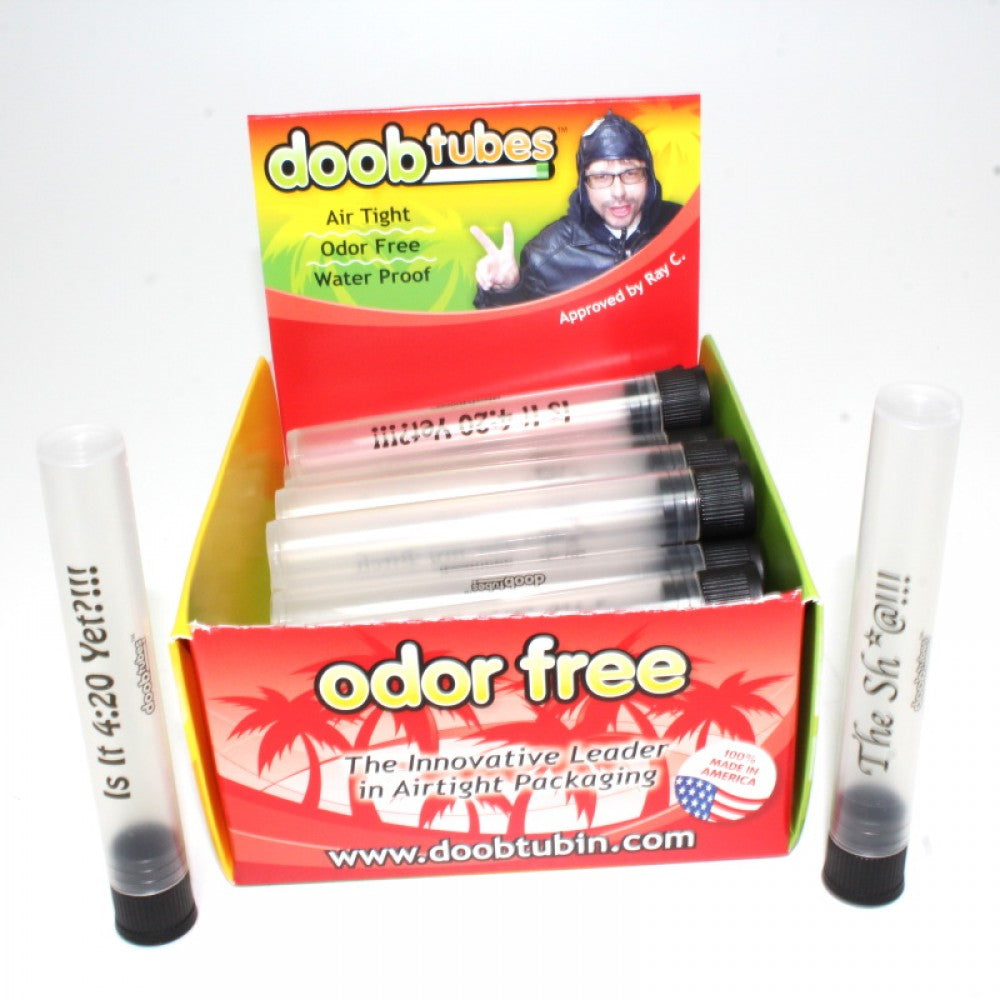 Small doob tubes airtight odor free waterproof design with durable plastic build and 25 pieces per box for secure portable storage use.